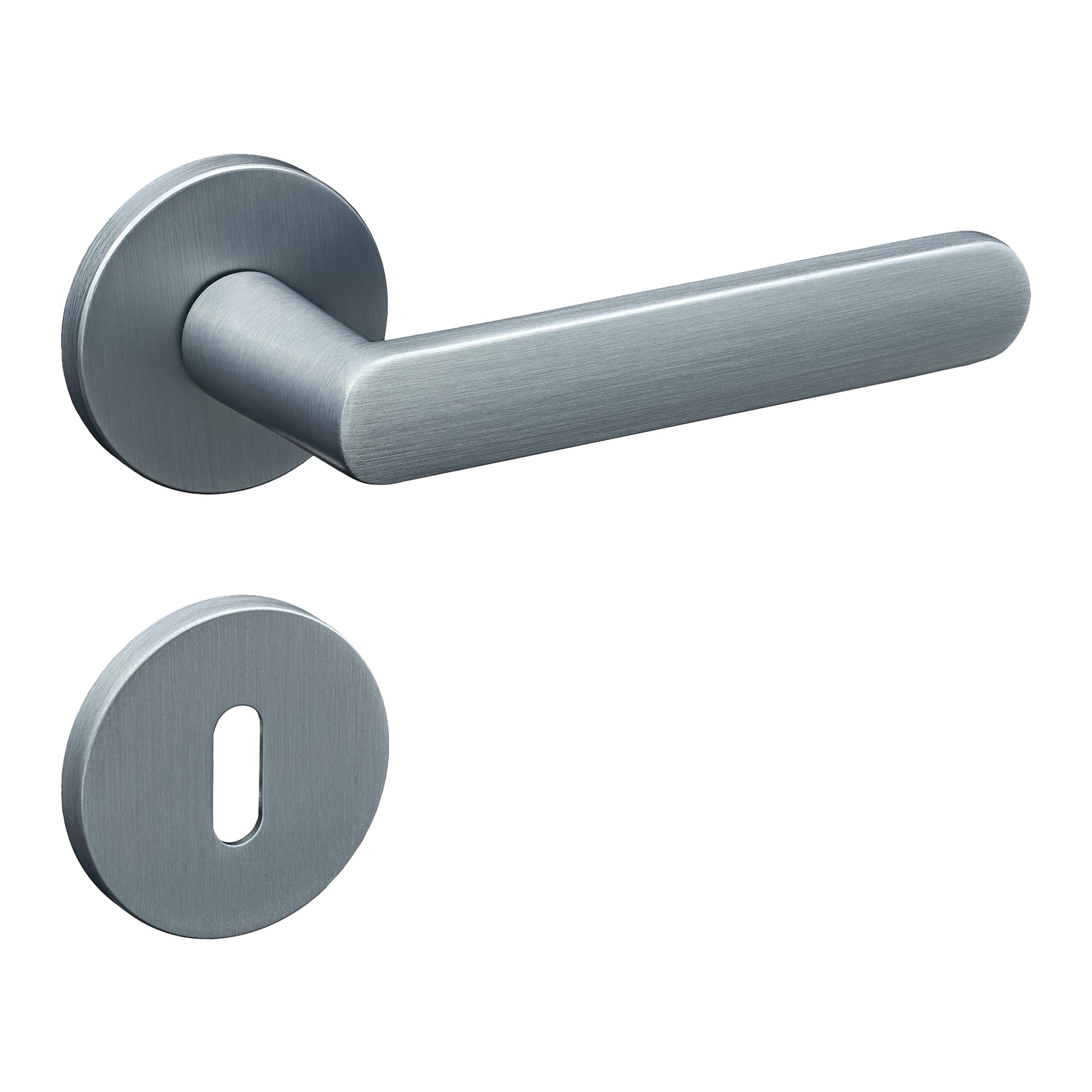 Poignée de porte zinc chromé mat Gavroche BB pour serrure à clé