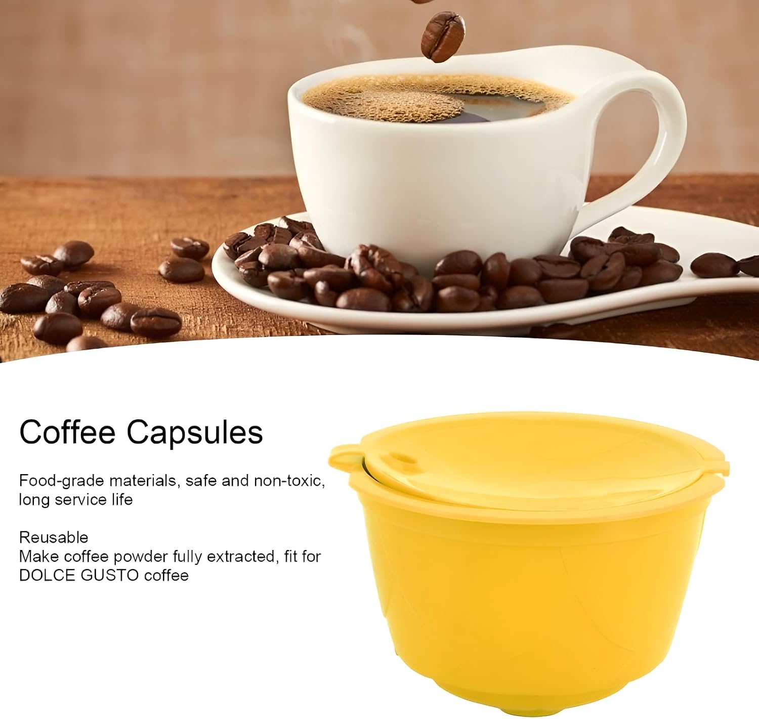12Pcs Yellow Reusable Coffee Capsules with Spoon Brush Coffee Capsule Pod image 3