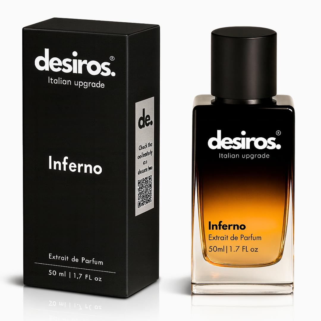 Desiros. Italian Upgrade Desiros Inferno – Sensual Men's Long-Lasting Perfume Extract | Italian Elegance and Irresistible Attraction | Notes Agrumates, Strawberries and Wood | Concentration 25% Oil