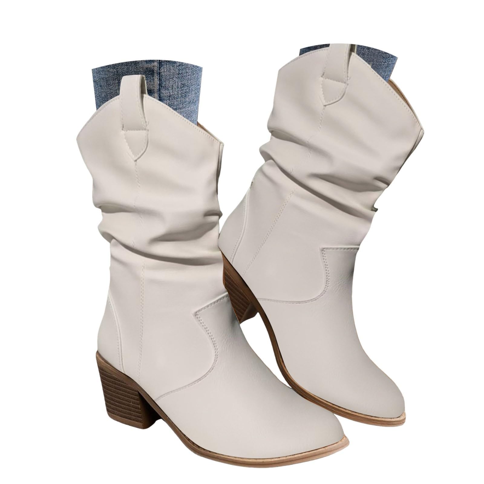 Cowboy Boots for Women Womens Western Ankle Boots Low Chunky Heels Fall Short Booties Shoes Mid Calf Cowboy