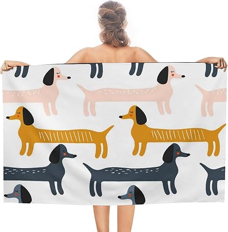 Amazon Co Jp ビーチタオル 130ｘ80cm カラフル ダックスフント 犬柄 バスタオル スイムタオル 大判 ビーチブランケット ビーチマット プール ヨガ 海水浴 スポーツ な吸水性 速乾マット 柔らか肌触り プリント かわいい 抗菌 防臭 ホーム キッチン