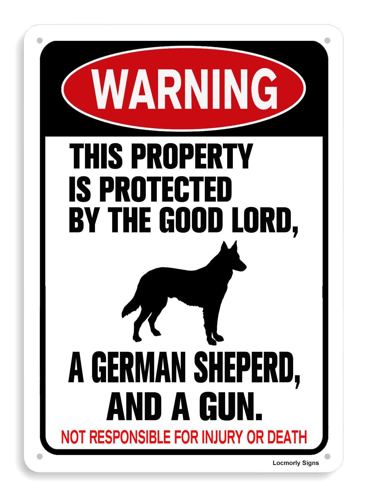 Aluminum Beware of German Shepherd Sign, 8x12 Inch Dog Bite Sign