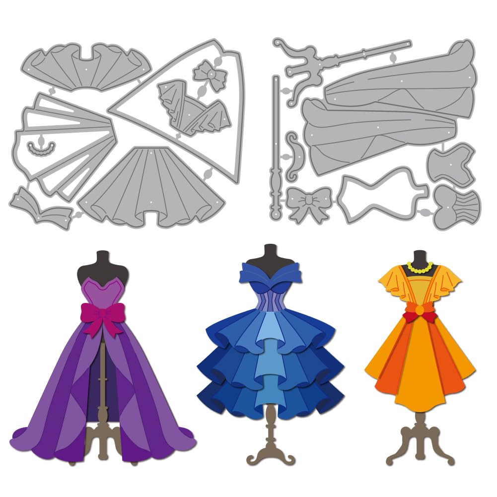 MAYJOYDIY Dress Cutting Dies, Carbon Steel Stencils, Skirt Hem Template for Card Making Scrapbooking Album Gift Decoration