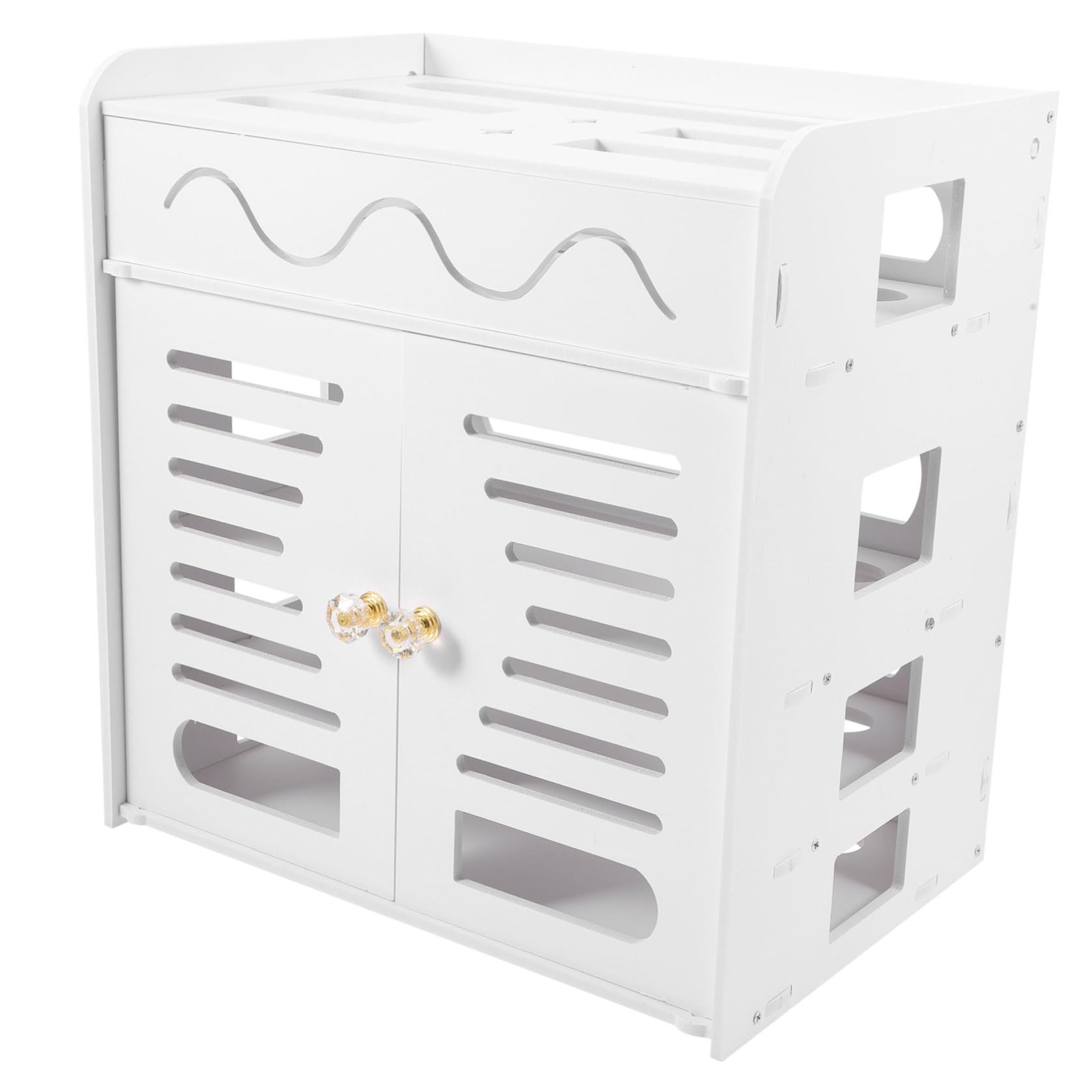 Healvian Scatola di Archiviazione per Router a 4 Strati Doppia Porta, Organizer per Cavi in Pvc Resistente al Calore, Design Compatto per Casa e Ufficio