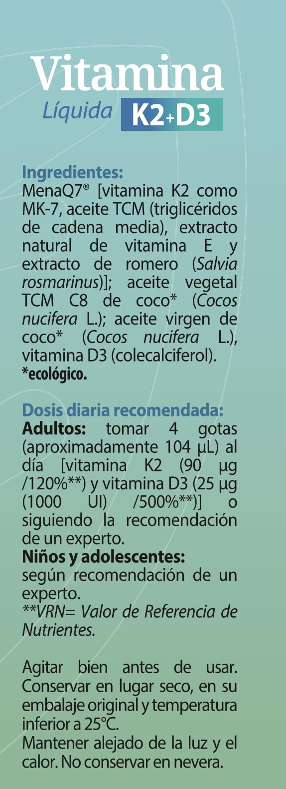 Vitamina K2 MK7 y D3 en Gotas - 90µg K2 + 1000UI D3 por Dosis - 8 Meses - Fórmula Equilibrada - Apoya la Salud Ósea y Cardiovascular - Fijación Eficiente de Calcio - Alta Biodisponibilidad