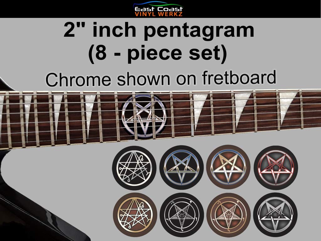 Pentagram Guitar Fret Markers (90 Peice Set) Pick From 3 Sets Vinyl Decals Stickers For Guitar Musical Instament Gibson Harmony Fender ESP Ibanez Jackson Fretboard Markers Inlay (Set B) In - Foto 3