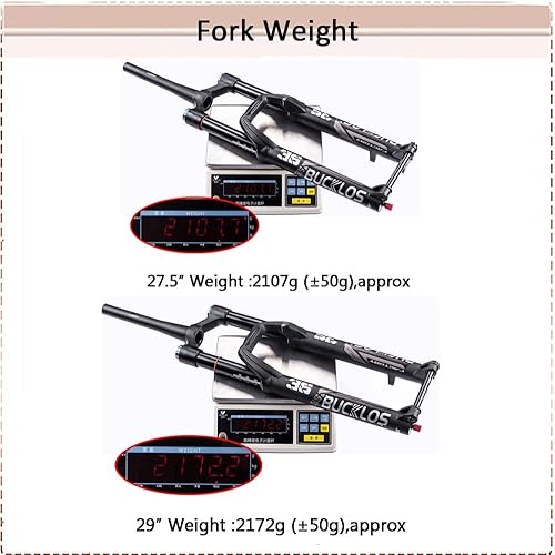Miniatura 5 de BUCKLOS MTB Air Suspension Fork 27.5 29 110 * 15mm Boost AM E-Bike Tapered, Travel 160mm 36mm Inner Tube Thru Axle Rebound Adjustment Disc Brake