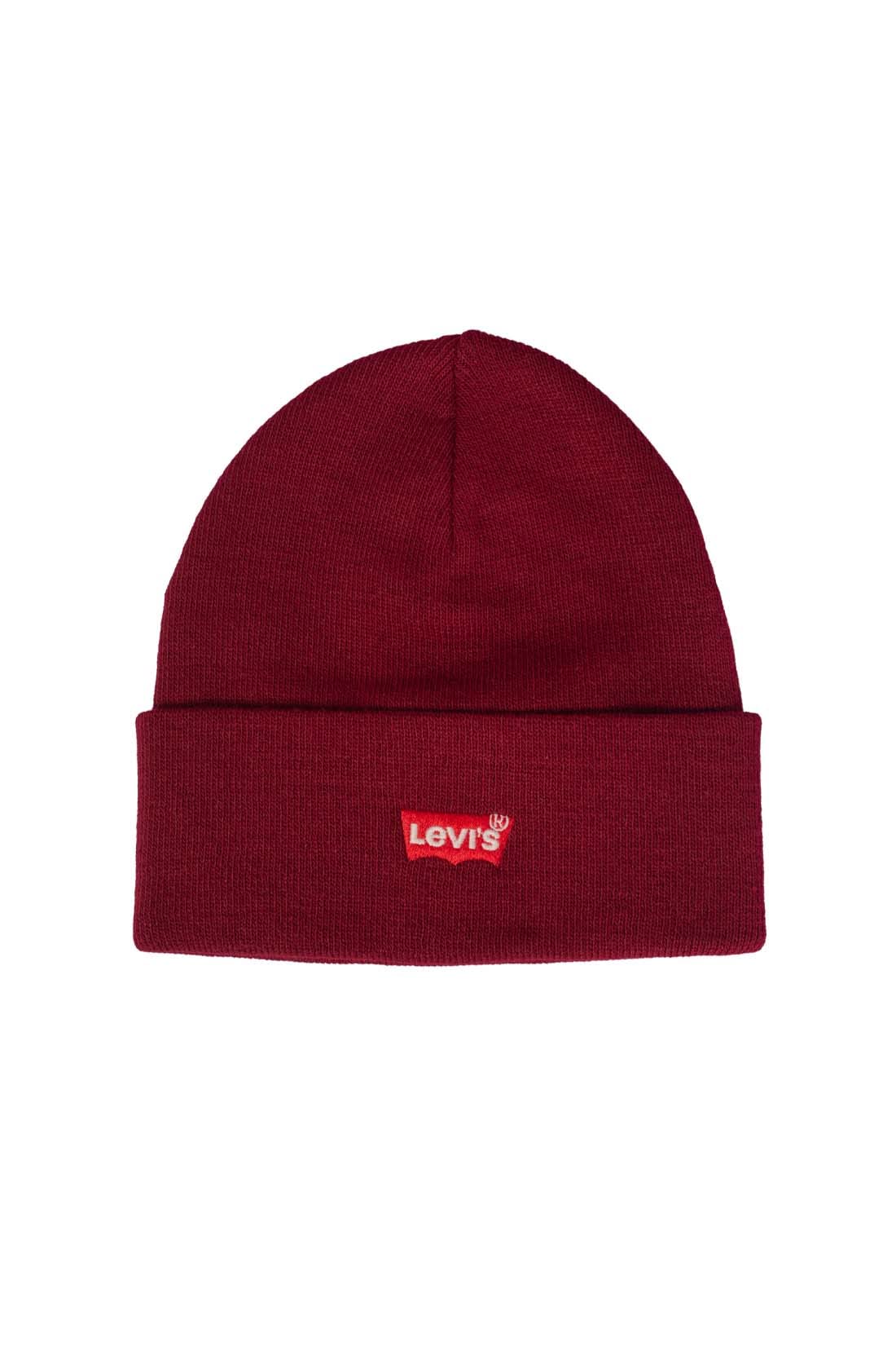 Levi's Men's Red Batwing Embroidered Slouchy Beanie Beanie, (Dark Bordeaux 84), One Size (Manufacturer Size: UN)