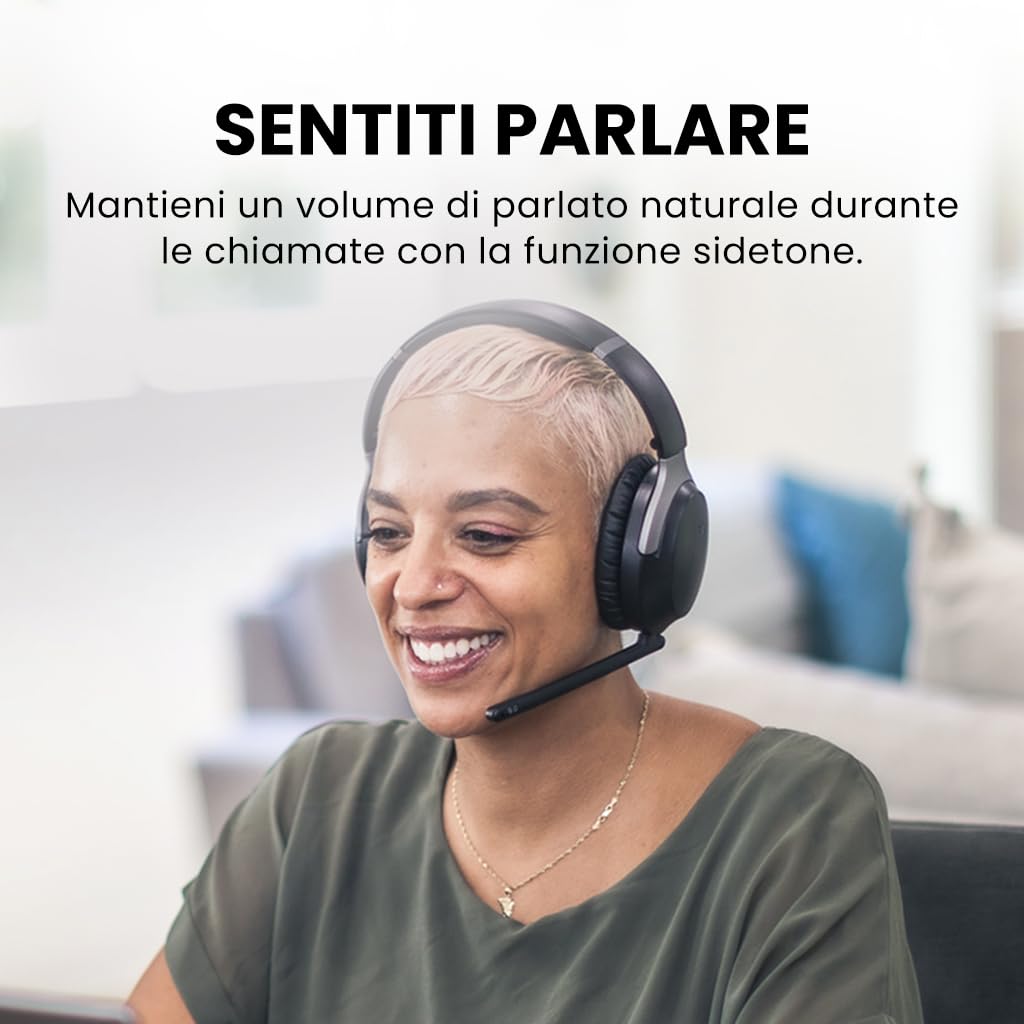 Avantalk Aria 3 - Multifunzione Cuffie Bluetooth & Headset wireless 2-in-1, Doppia Connessione (PC & Telefono), Microfono con antirumore, Voce Chiara per Chiamate e Musica, 55 ore, Comfort Elevato