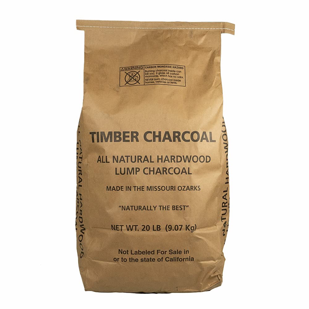 Timber Hardwood Lump Charcoal 20-Pound Bag Made of Oak and Hickory Wood Pieces