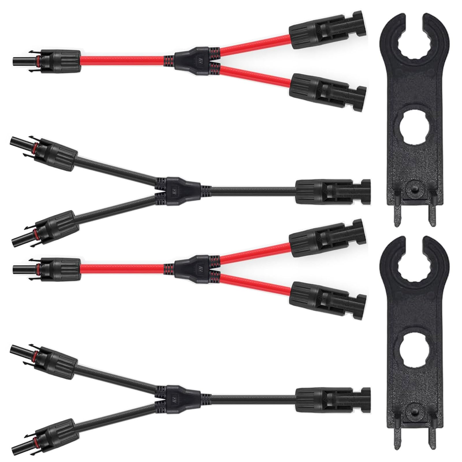 GTIWUNG 2 pary kabli solarnych, rozdzielacz Y, kabel do paneli słonecznych MMF+FFM do równoległego przyłącza fotowoltaicznego, wtyczka do panelu słonecznego, wtyczka kablowa 10 AWG, złącze