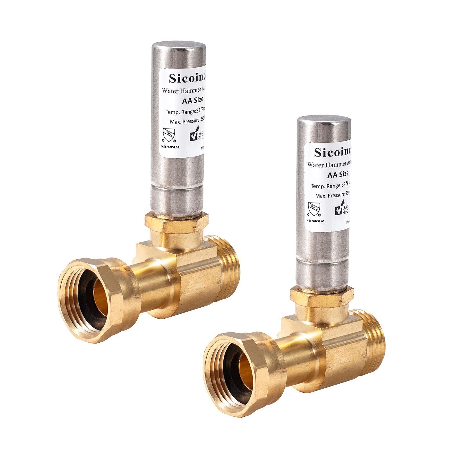 sicoince Water Hammer Arrestor Washing Machine 3/4 Inch Thread Lead