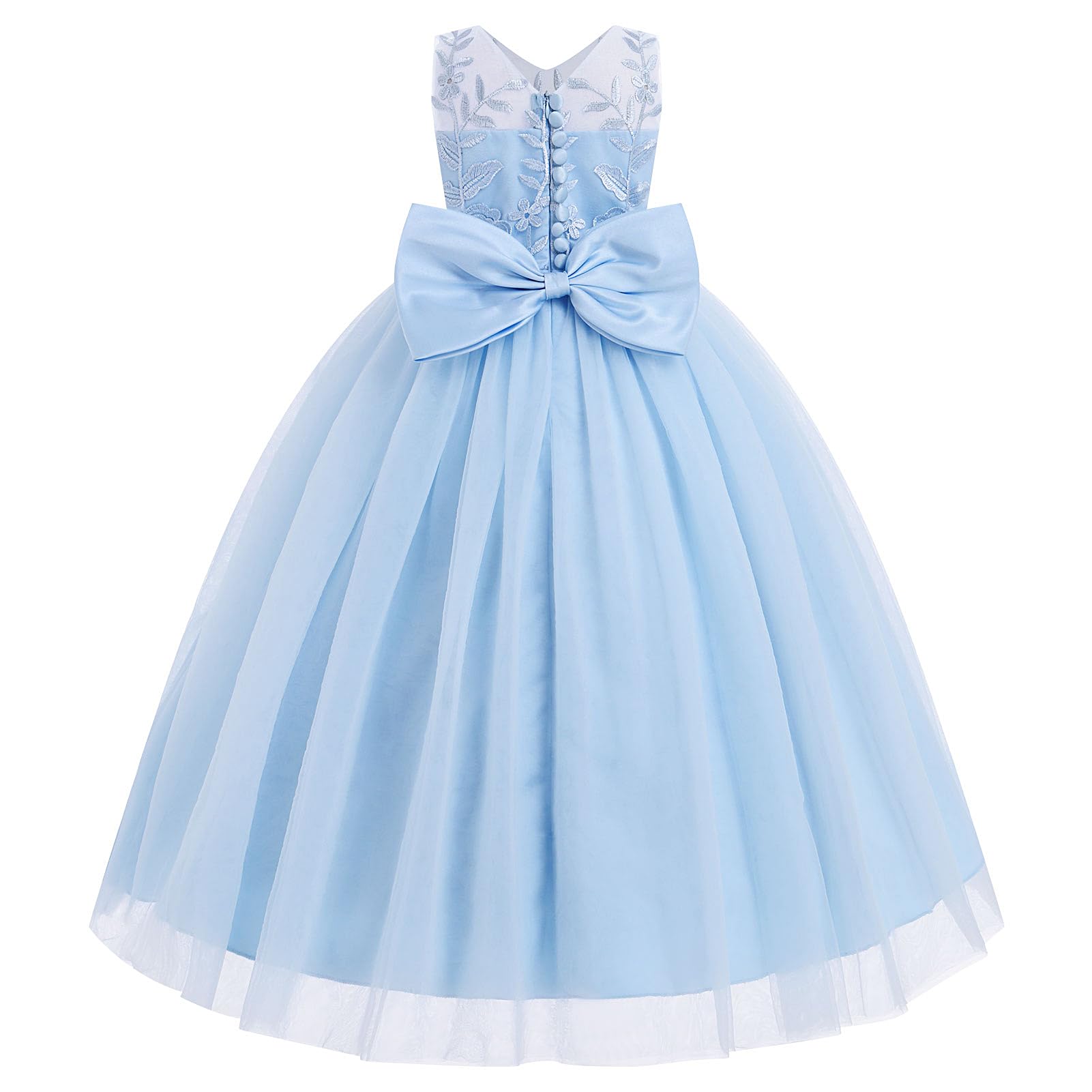 Odizli Abito da ragazza floreale per bambini, senza maniche, scollo a V, principessa floreale, abito in tulle