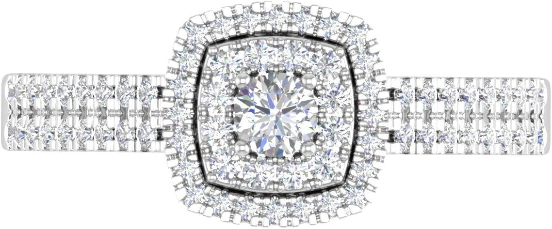 1/2 Carat Double Halo Diamond Ring in 10K Gold