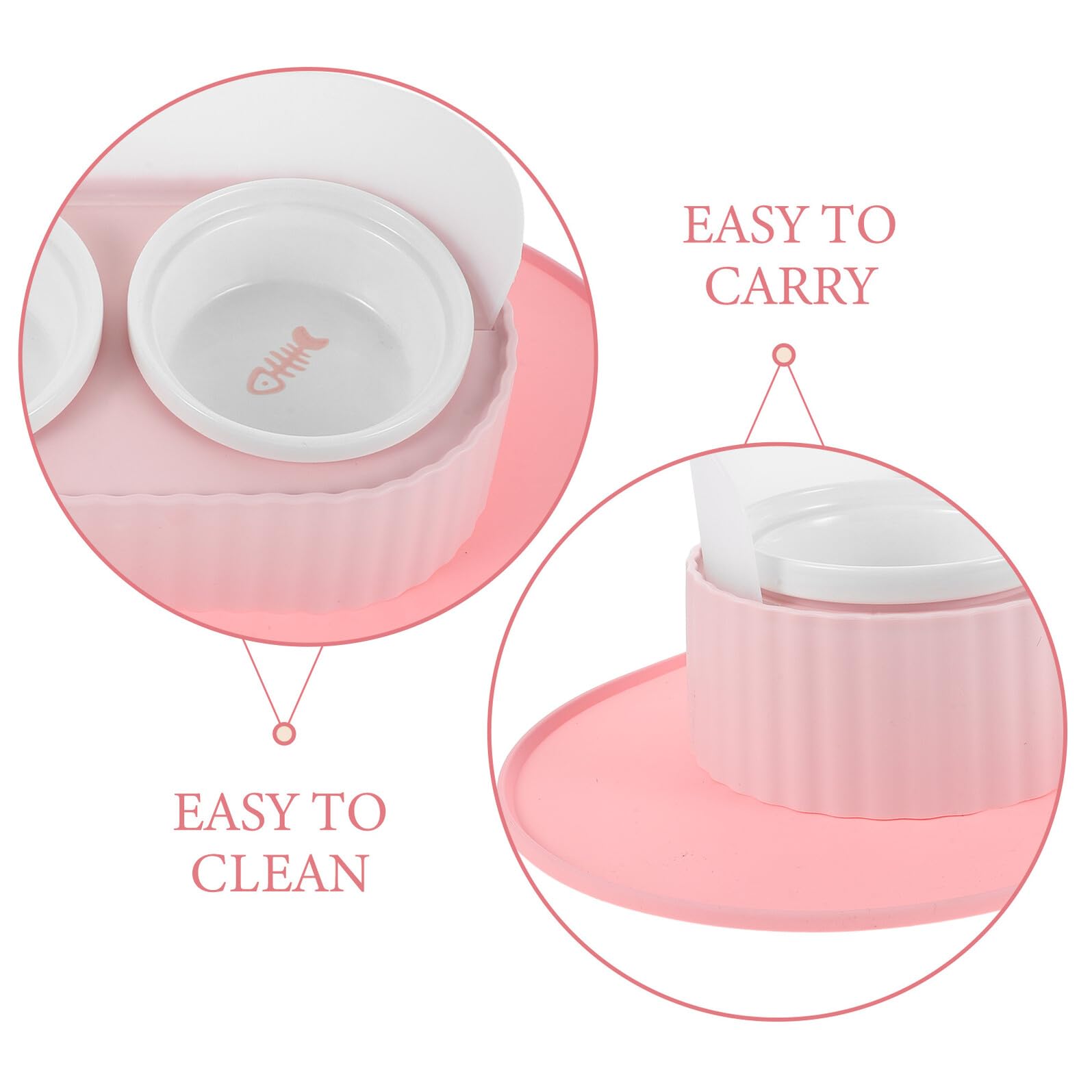 Lurrose Gamelle Surélevée pour Chat en Céramique 350 ML Double Bol avec Support Antidérapant et Tapis Imperméable pour Nourriture et Eau Bol pour Chat en Céramique Ensemble 1 Pièce
