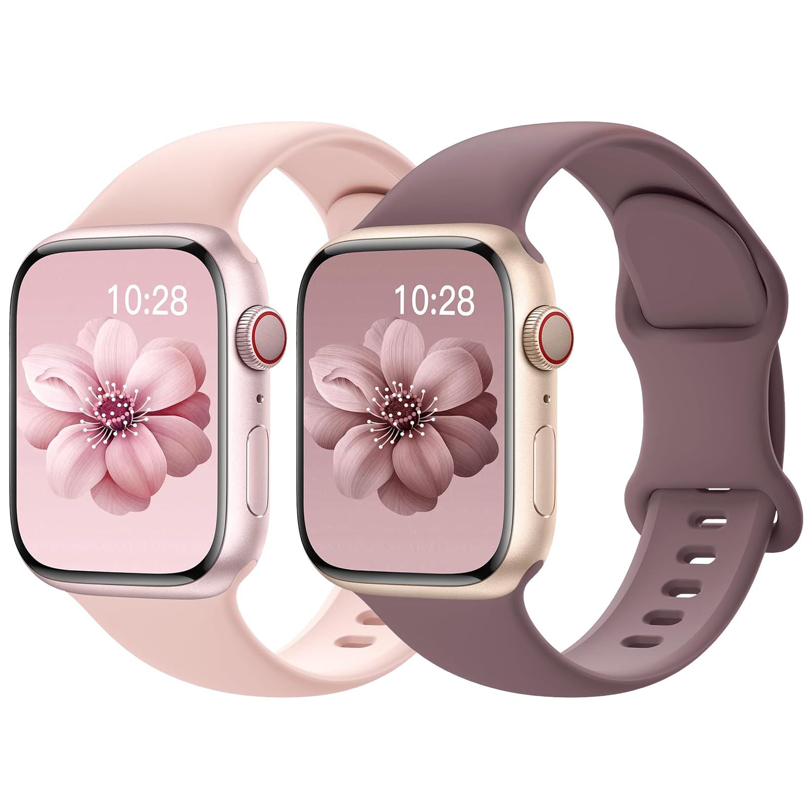 Yoohoo 2 Stück Silikon Armband kompatibel mit Apple Watch 40mm 41mm 42mm 44mm 45mm 46mm 49mm für Damen Herren,Sport Armbänder für iWatch 11 10 9 8 7 6 5 4 3 2 1 Ultra Ultra2 Ultra3 SE 3/2/1