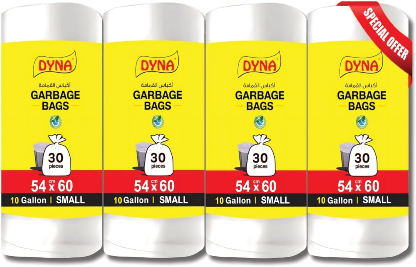 Dyna Oxo-Biodegradable & Eco-Friendly Trash Bags | 10-Gallon, Pack of 4 | Suitable for for Kitchen & Home
