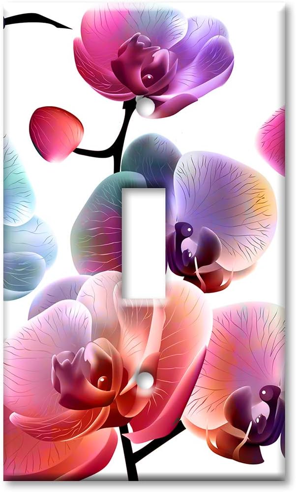 Art Plates 1-Gang Toggle OVERSIZED Switch Plate - OVER SIZE Decorative Metal Wall Plate - Colorful Graphic Floral Art - (Made in USA)
