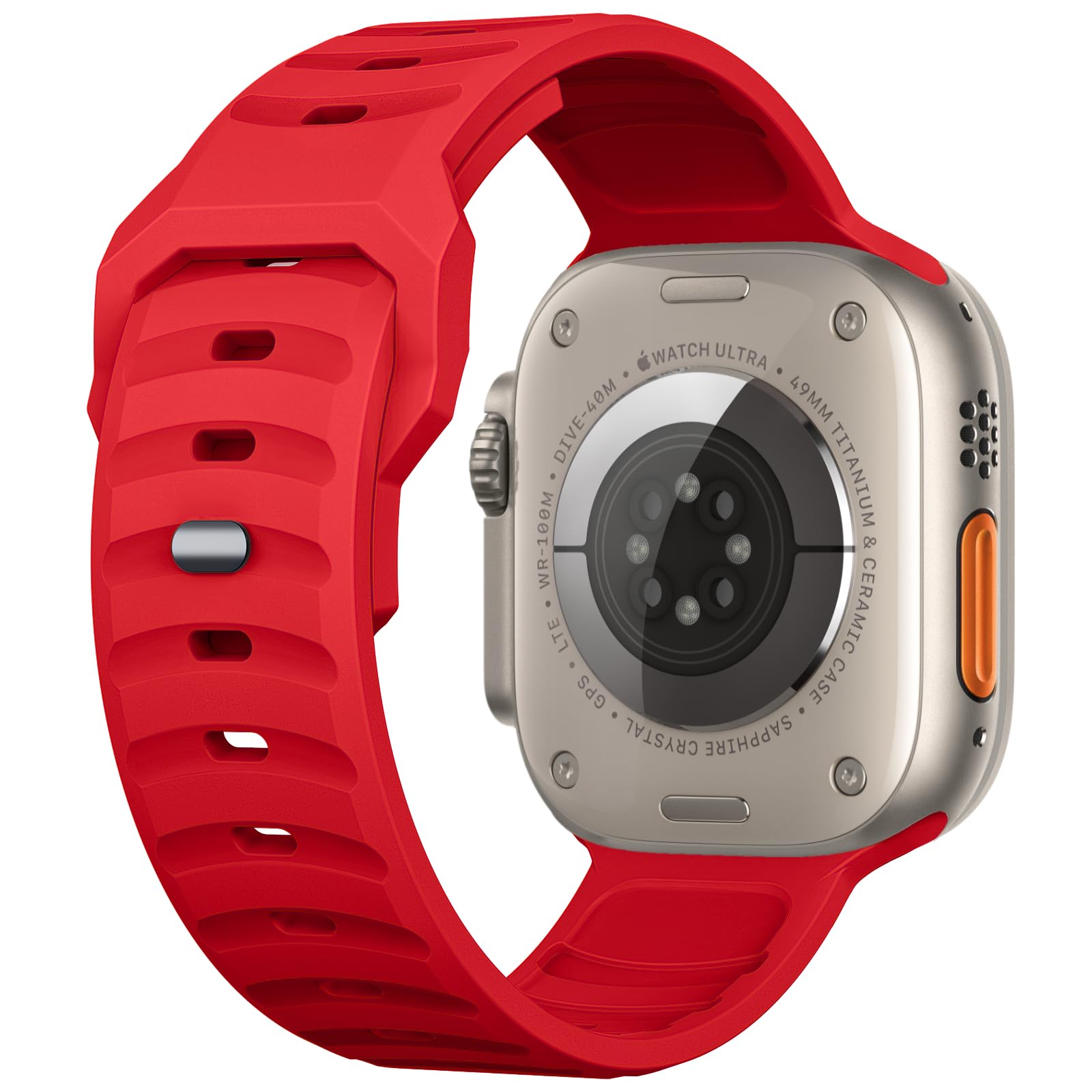 Tighesen Sport Bands Compatible with Apple Watch Band Ultra 2/Ultra SE Series 10/9/8/7/6/5/4 49mm 46mm 45mm 44mm for Women/Men Silicone iWatch Band (49/46/45/44mm, Red)