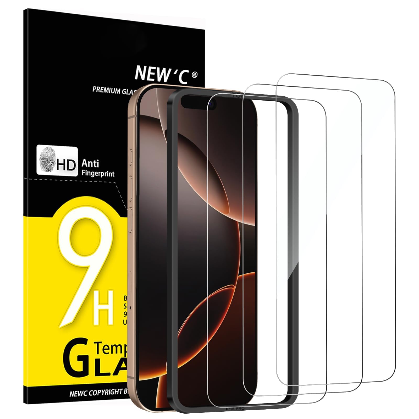 NEW'C 3 Stück für iPhone 17, 17 Pro, iPhone 16 Pro für Panzerglas (6,3 Zoll), Frei von Kratzern, 9H Härte, HD Displayschutzfolie, Ultra-klar, Ultrabeständig -Einfaches Installationswerkzeug enthalten