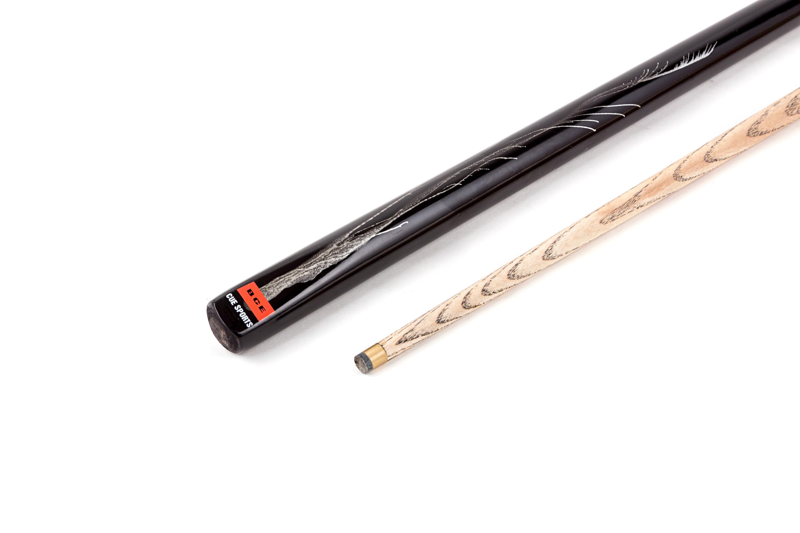 BCE Queue de Billard/Snooker Unisexe Deux pièces en frêne avec étui, Noir/frêne Naturel, 57 145 cm EU