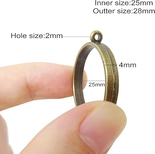 Miniatura 2 de Honbay 10 colgantes de marco redondo de 0.984in para hacer joyas