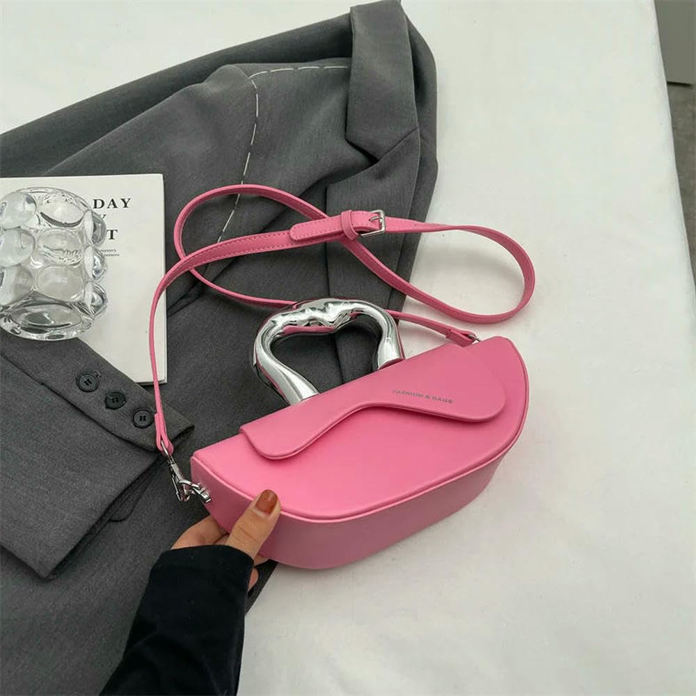 Sac à main en cuir synthétique bleu de créateur aux détails argent