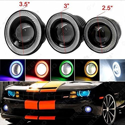1 Pair Universal Projector COB LED Car Fog Light With Halo Angel Eyes Rings DRL