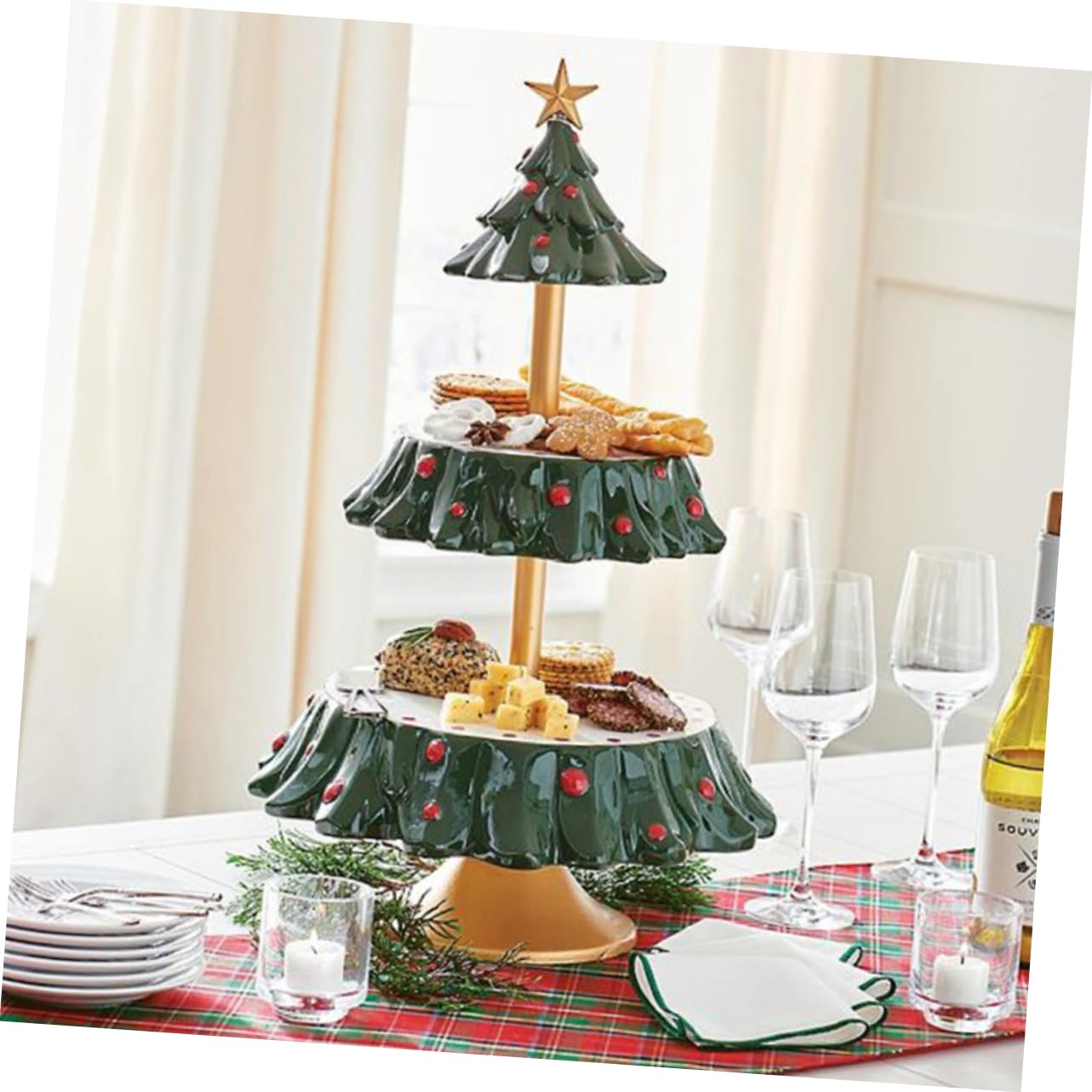 Amazon.co.jp: HAWILLOSCH ケーキスタンド 段構造 大容量 クリスマス