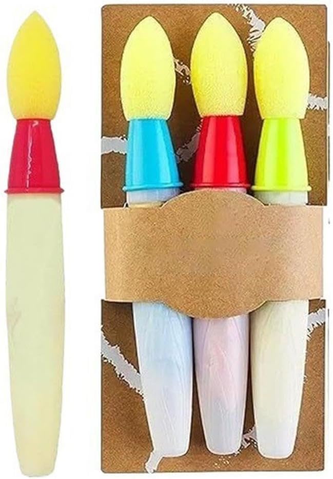 CALANDIS? 3X Sidewalk Chalk Paint Brushes Set DIY Craft Drawing Chalk Painting Brushes Green Color Blue Red | Artists Brushes | Painting Supplies | Art Supplies