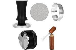 Adjustable Depth Espresso Tamper: 58mm Distributor Leveler & Magnetic Dosing Funnel