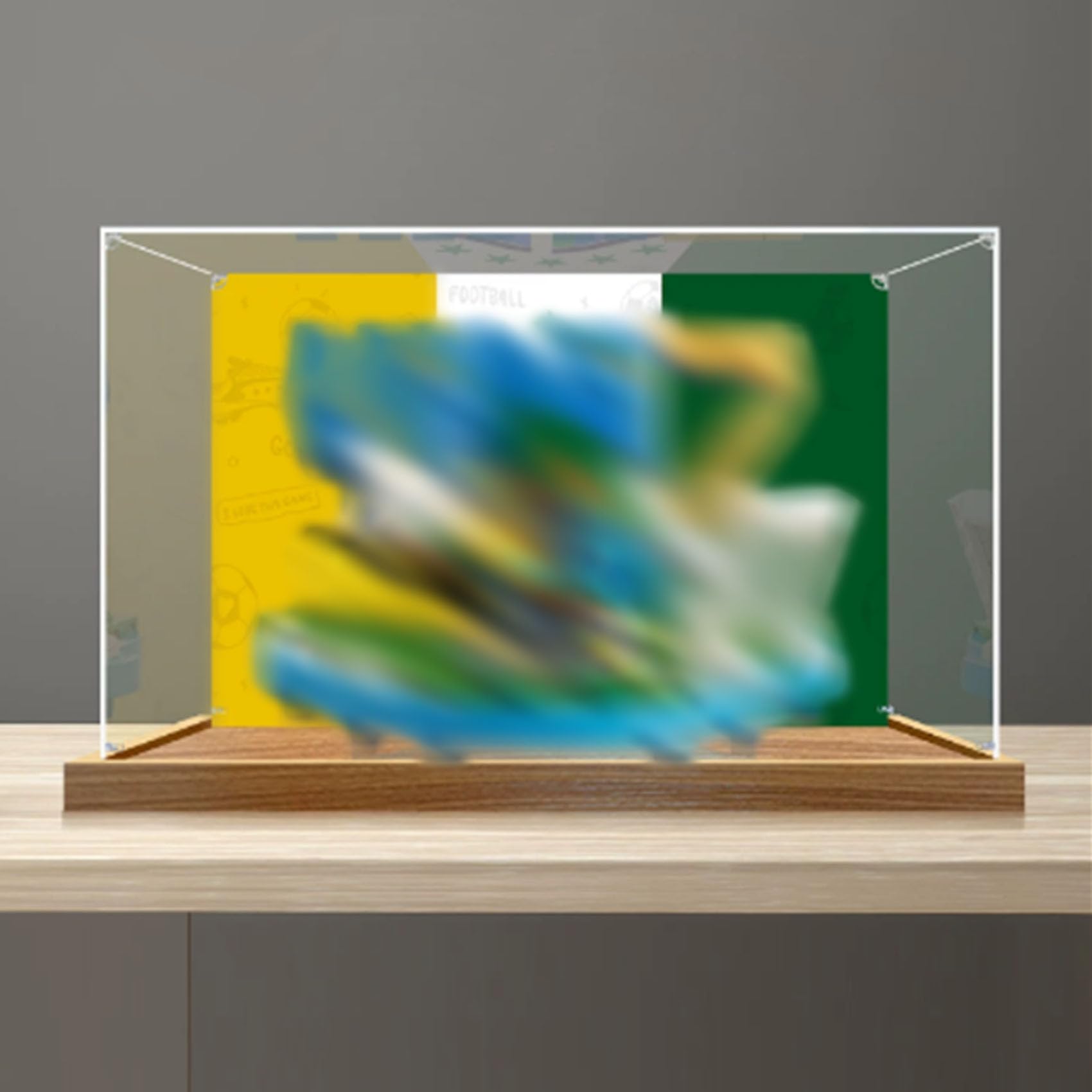 Acrylic Display Case for Le-go 43027 Soccer Goal Model, Dustproof Display Box (display box only) (StyleB Background 3mm)
