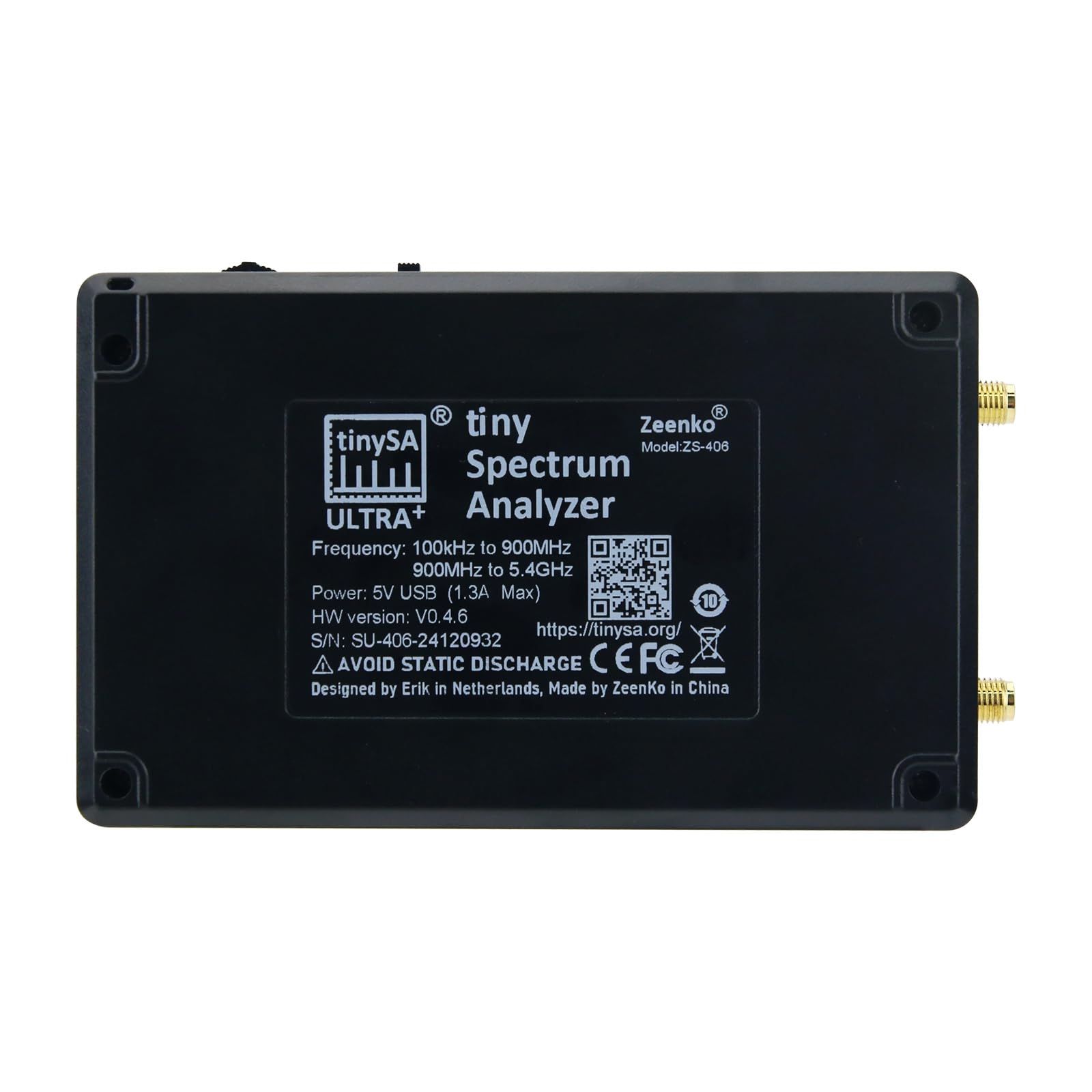 New TinySA ULTRA+ ZS-406 Spektrumanalysator 100kHz-5,4GHz, Handheld Frequenzanalysator Signal Generator mit 4inch Display, 32GB Speicherkarte und integrierter 5000 mAh Akku