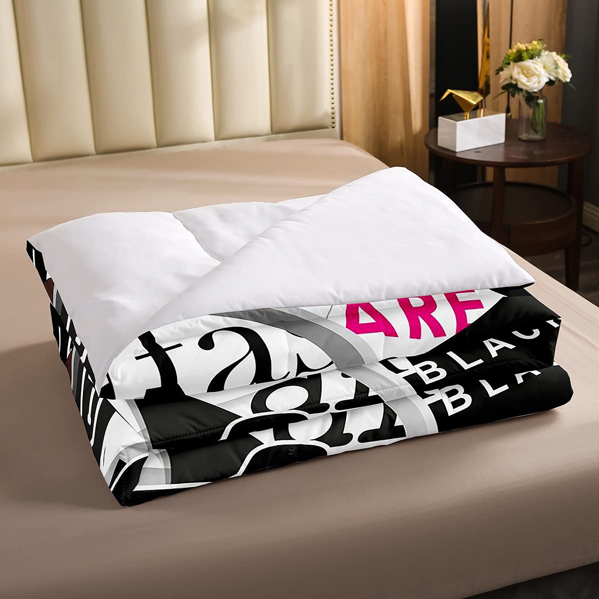 Juego de ropa de cama para niños y niñas, juego de ropa de cama para todas las estaciones, con lupa de dibujos animados, juego de edredón negro, rosa y gris, con 2 fundas de almohada, 3 piezas, tamañ