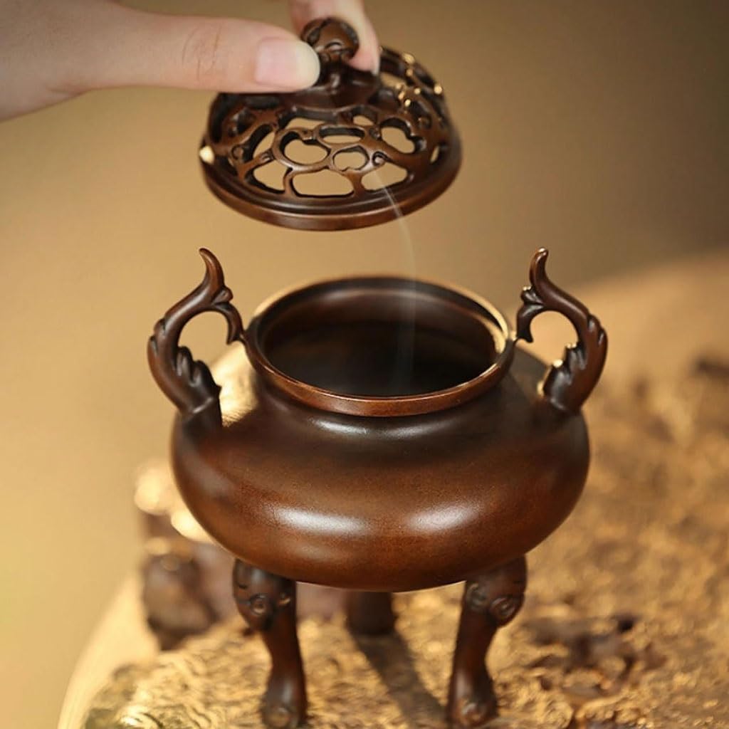 Quemador de incienso de cascada, quemador de incienso de sándalo para interiores, creativo de cobre puro, adornos decorativos antiguos, quemador de incienso de reflujo