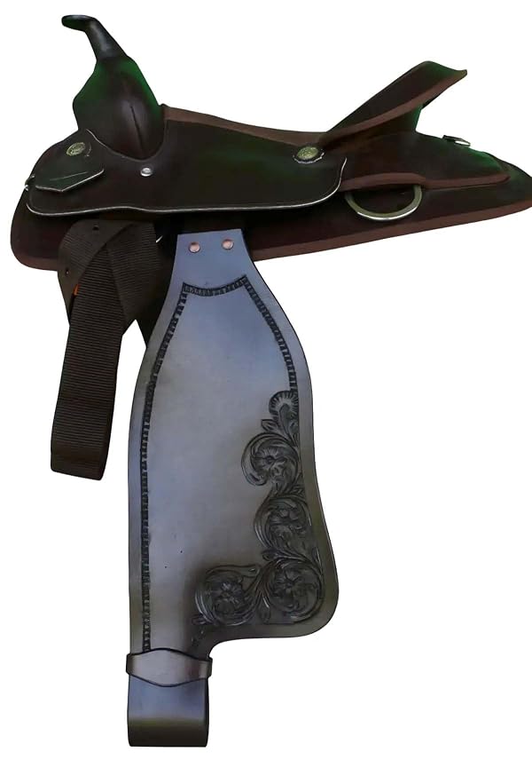 CHALLENGER Horse Western Adult Tooled Brown Leather Replacement Saddle Fenders 5211DB by CHALLENGER - Used condition - US$50.68