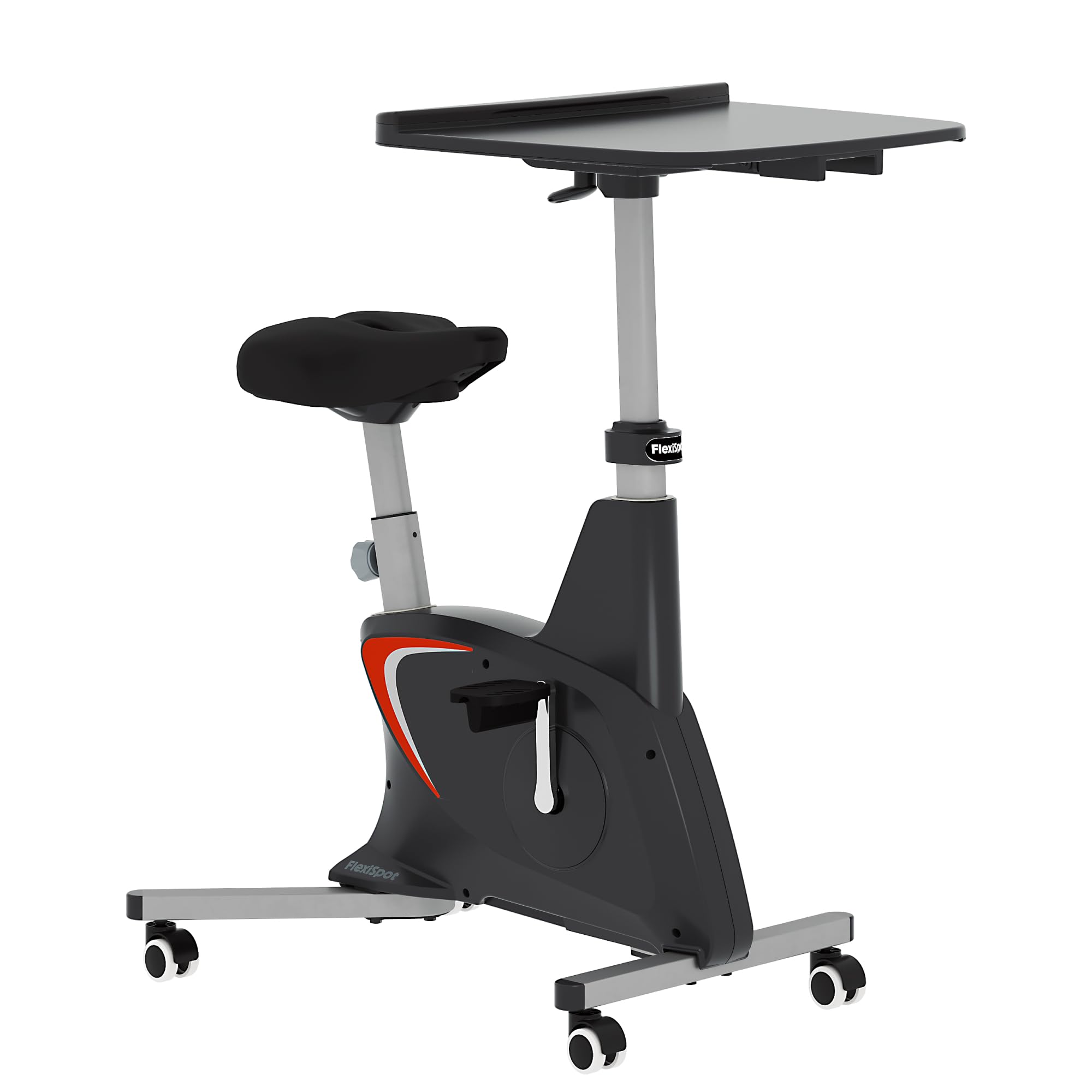 FLEXISPOTExercise Bike with 2D Desktop, Space Saving Under Desk Bike with Removable Desktop, Upright Indoor Cycling Bikes with 300LBS Weight Capacity Big Seat, Stationary Bikes for Home, Black
