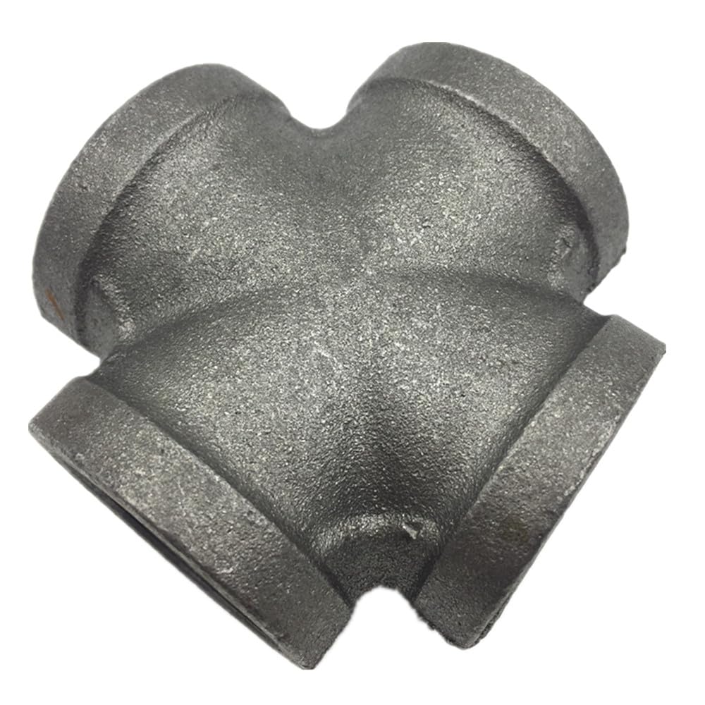 AUSENNA malleable steel material Flat four-way pipe fittings internal thread 4 way cross For pipe frame connection DIY decorative shelf shelving water pipe metal tube joint(pack of 1 (1inch)