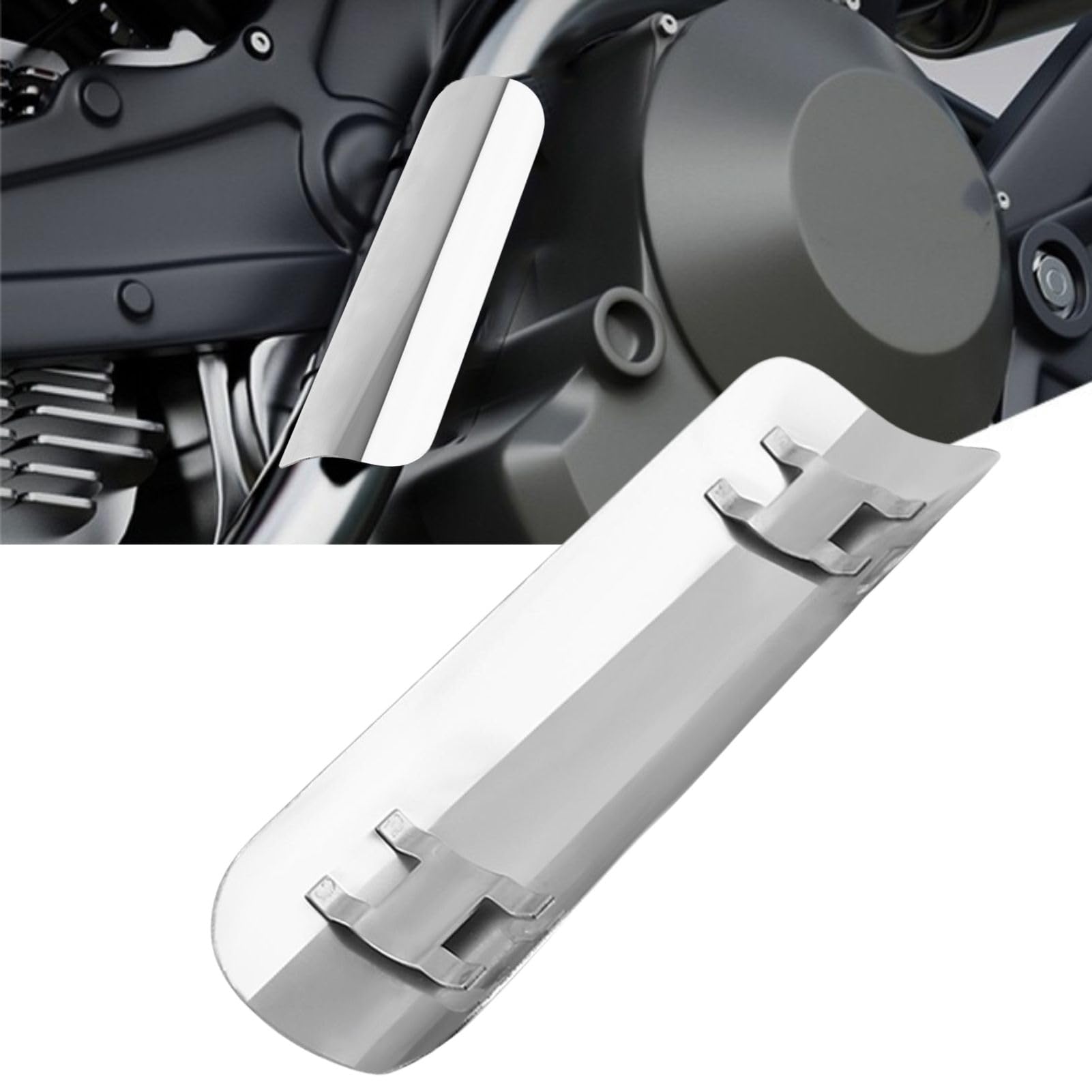 Jadeshay Escudo térmico Cubierta,Tubo del Silenciador de Escape Cubierta del Protector Térmico Tubo Protector del Talón Cubierta Recta Cubierta de aislamiento Protector (Plata)