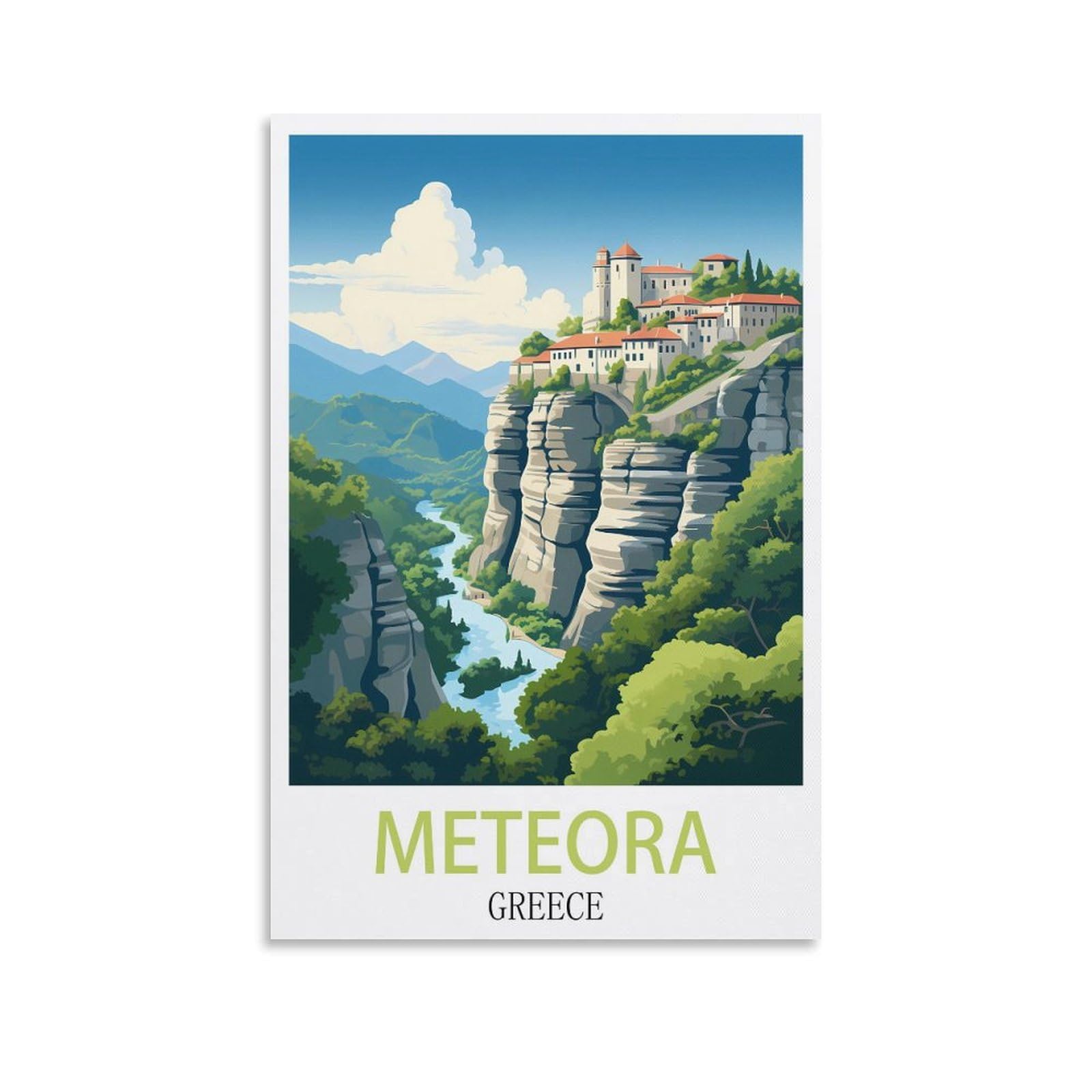 Metal Tin Sign Ideal for Pub Shed Bar Office Man Cave Home Bedroom Dining Room Kitchen Meteora Greece Posters 30x30cm