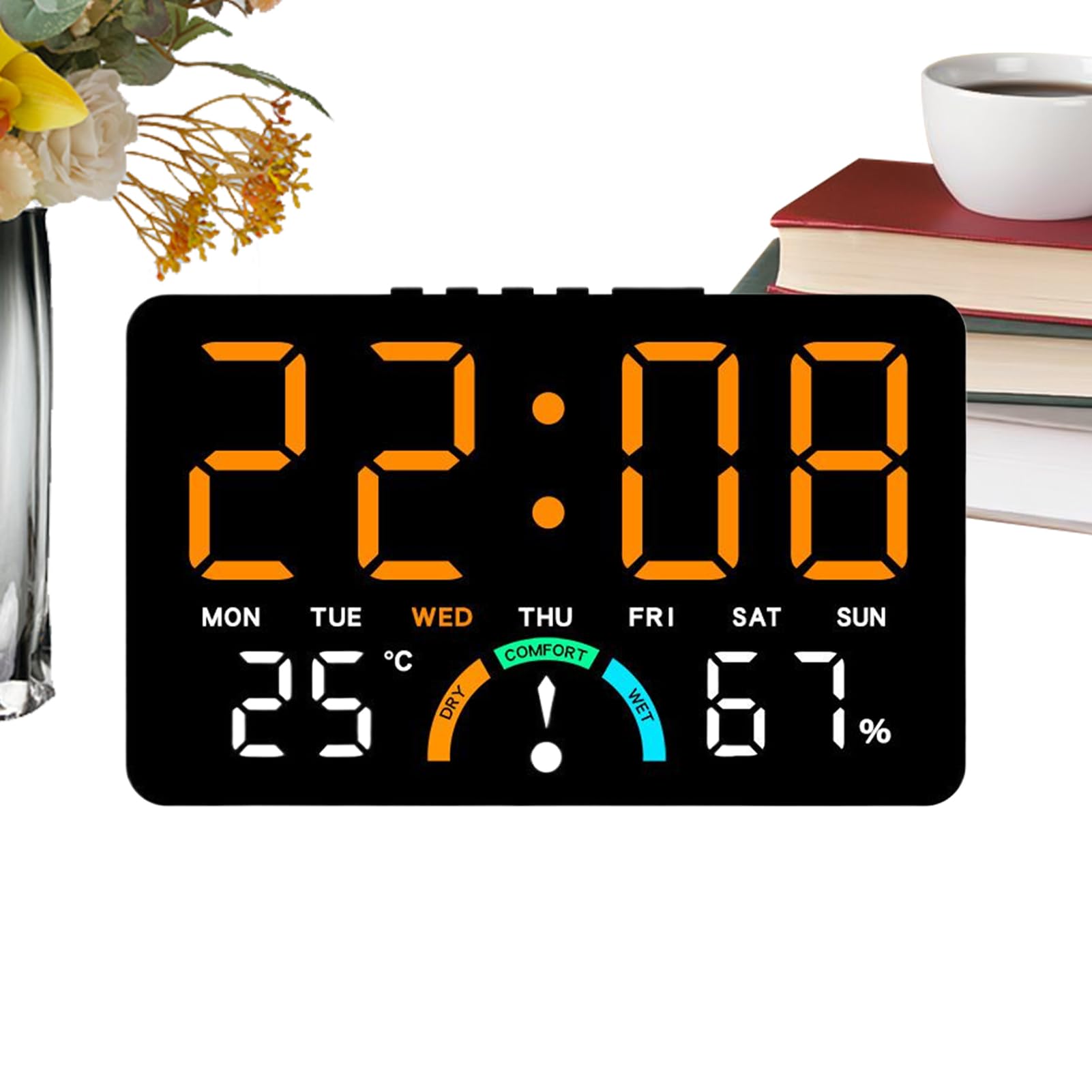 Réveil numérique de chambre haut de gamme et horloge de bureau design température