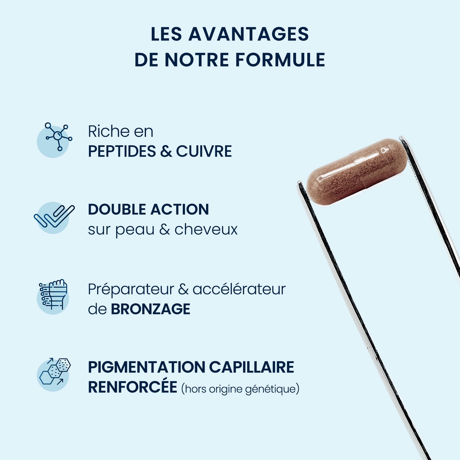 Mélanine - 100% française & Naturelle - Préparateur solaire & Accélérateur de Bronzage - Soin Peau & Cheveux - Extrait breveté Mélaline® - Biodisponibilité 96% - 350 mg 60 gélules (1 mois) - Dynveo