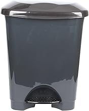 Large Pedal Bin with Inner Bucket. (50L) Kitchen Foot Operate Pedal Waste Bin. Recycling Dustbin. (Silver & Black Lid)