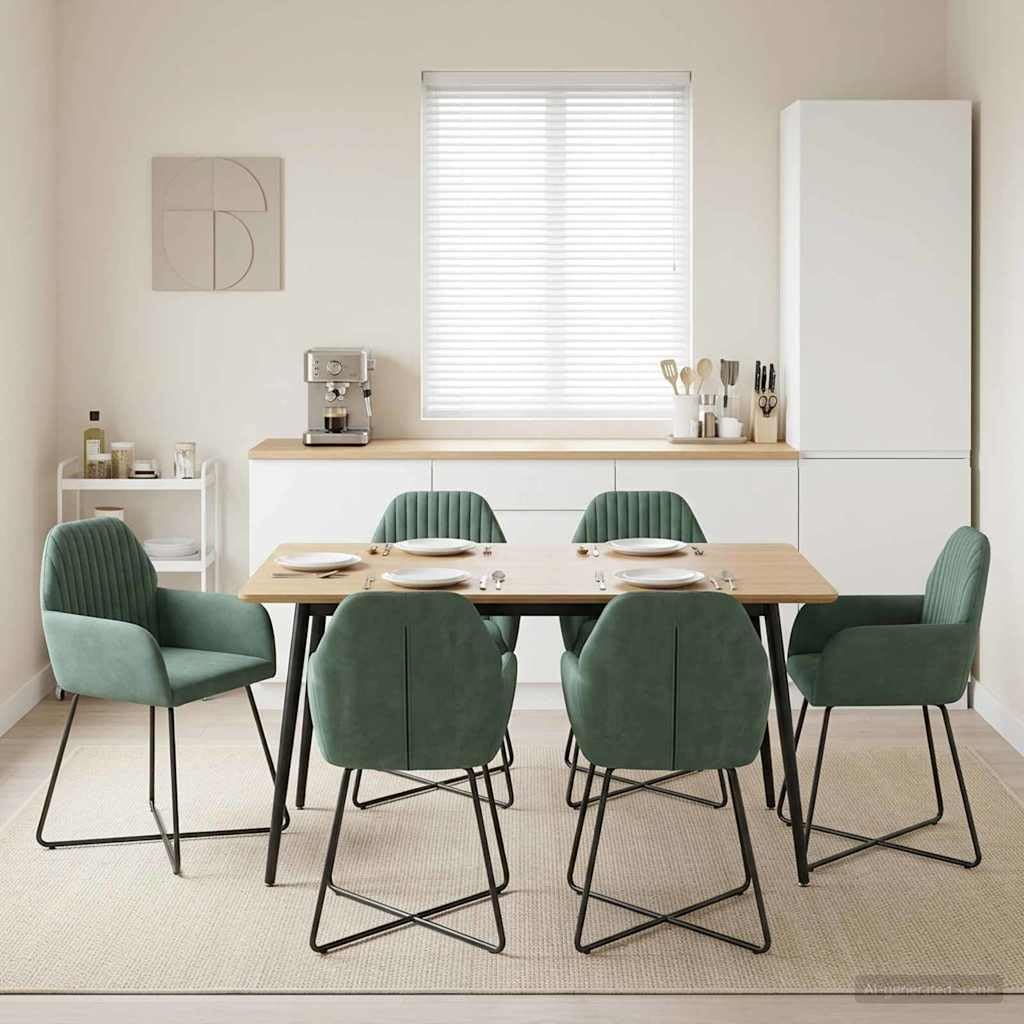 Krzesło do jadalni, zestaw 6 sztuk, aksamitna zieleń morska, 55 x 50 x 84 cm, z ergonomicznym siedziskiem, stabilnym metalowym stelażem i wygodnym oparciem, do jadalni, kuchni i nowoczesnych