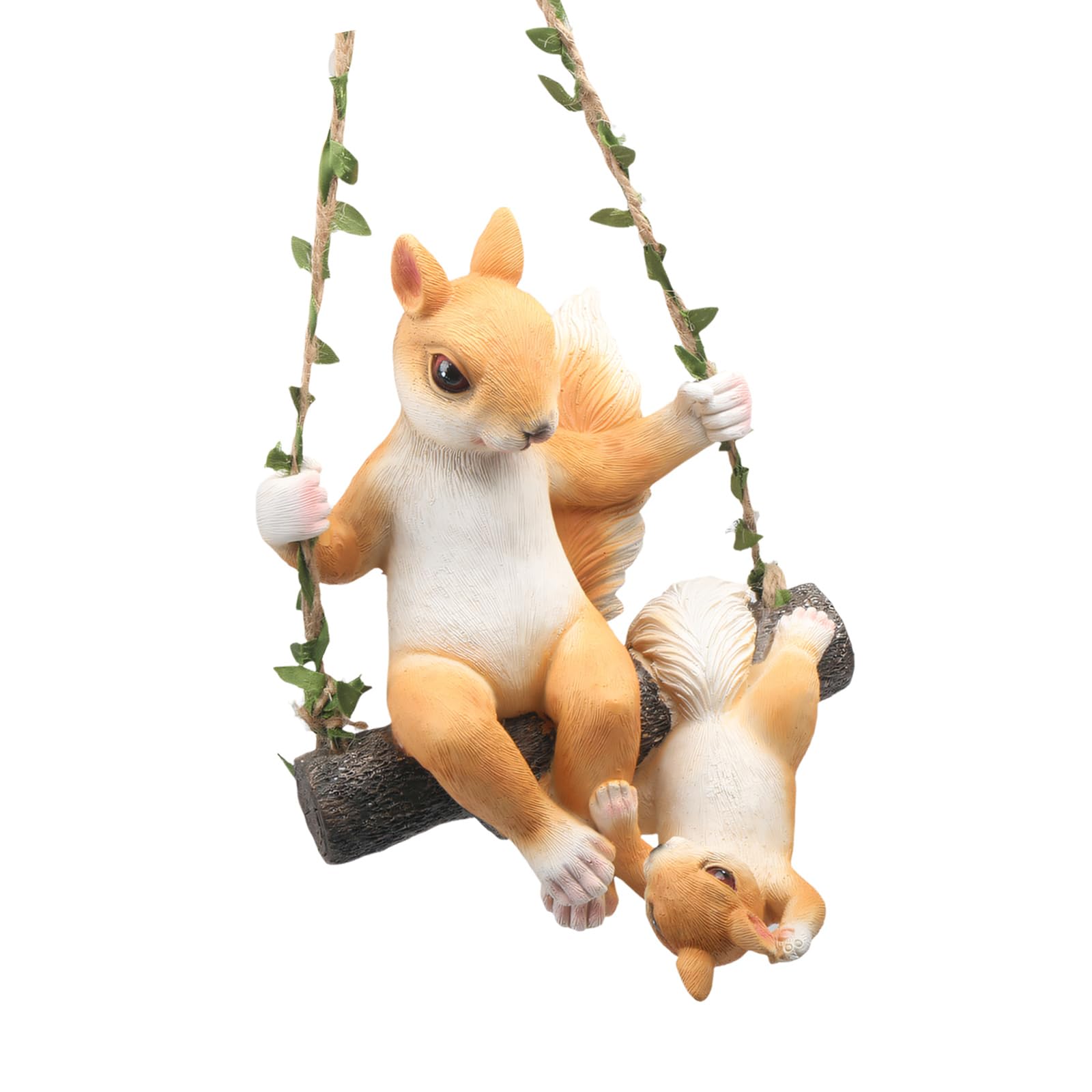 Hsioluted Garden Swing Squirrel Statue Outdoor Indoor Hanging Squirrel Sculptures Resin Animal Figurine for Outdoor Garden Decors Hanging Sculptures