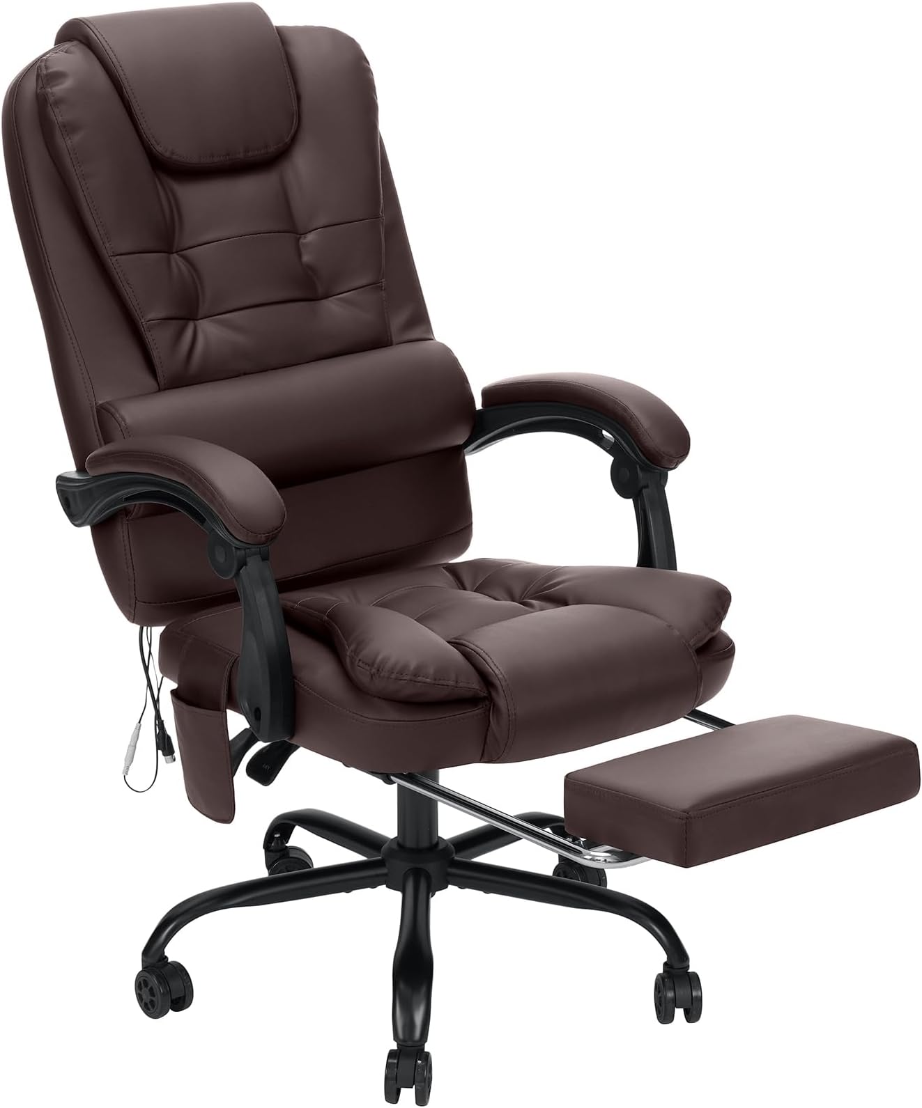Reclining Chair Grey Fabric Computer Chair Vinsetto 3D Kneading