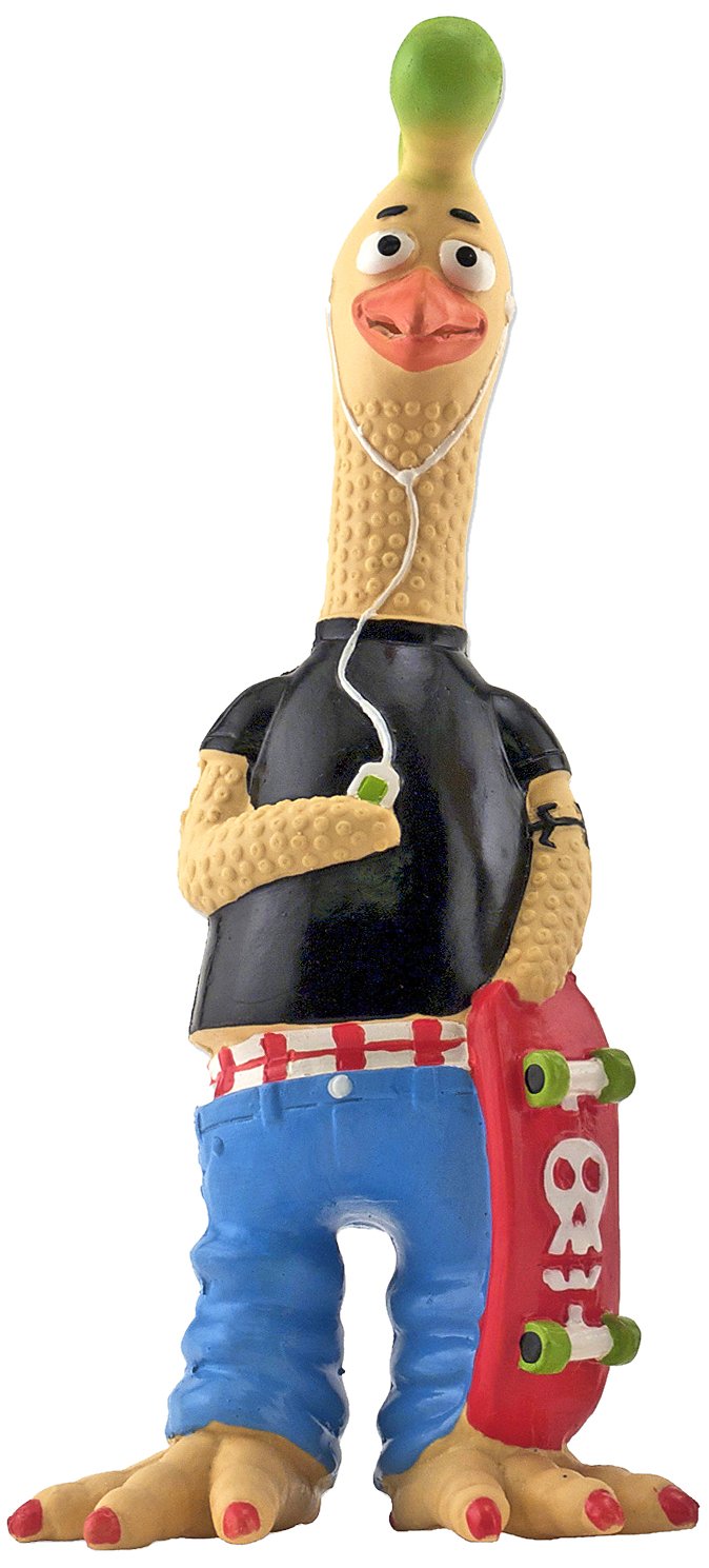 Ruffin' It Tony Mohawk Durable Latex Chicken Dog Toy, Small