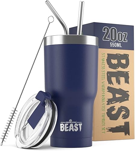 Miniatura 85 de Beast - Vaso de acero inoxidable con aislamiento al vacío para café, taza de hielo, termo de viaje de doble pared, 42 onzas (azul cielo tormentoso)