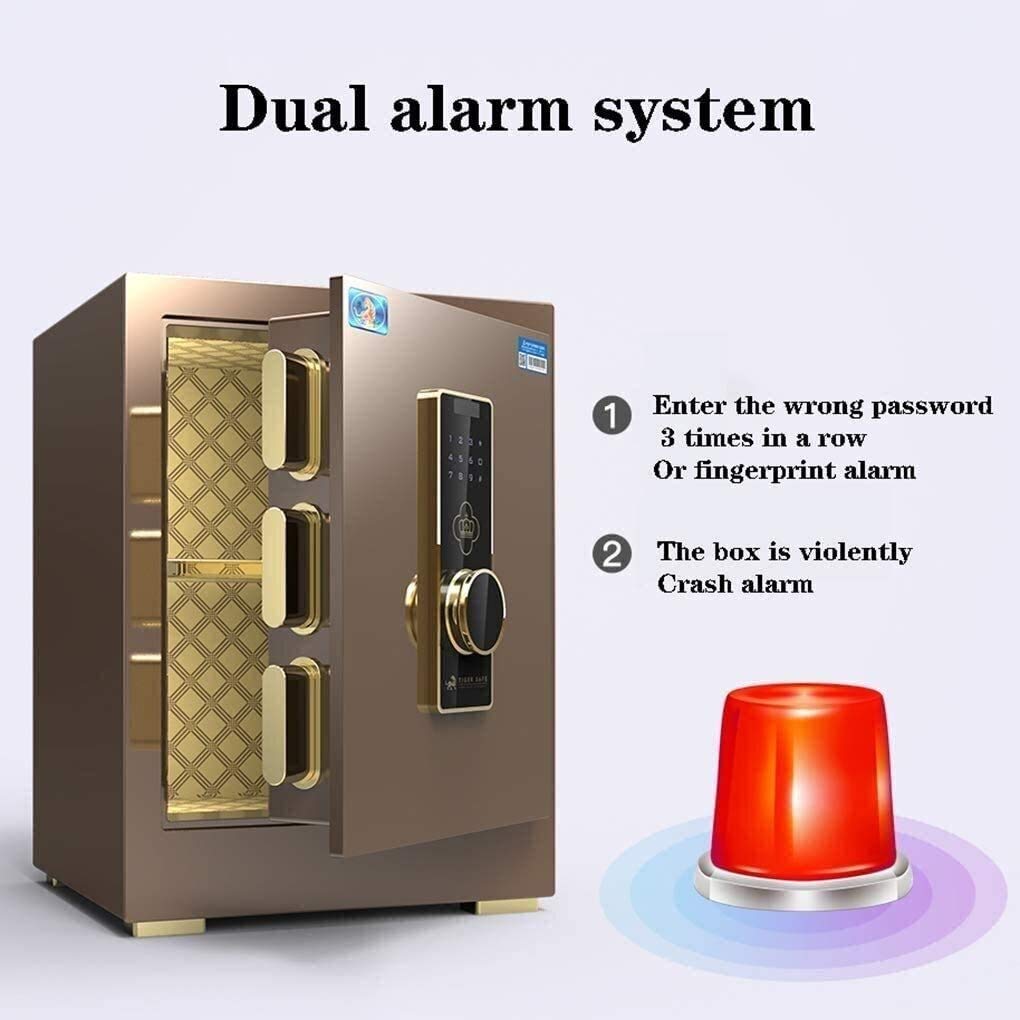 Caja fuerte, caja fuerte y cajas de seguridad, hucha digital ignífuga para el hogar y la oficina, 45 cm, caja fuerte de alta seguridad, armario con alarma integrada para dinero, documentos A4,
