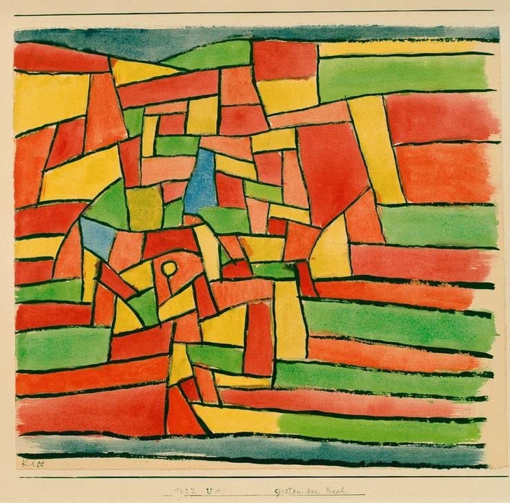 Tableau Paul Klee Jardin au bord du ruisseau impression toile decoration salon 60x90cm